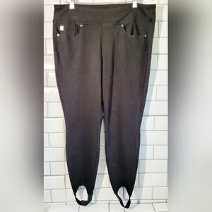 BELLE KIM GRAVEL Believe in Your Own Beauty Black Stretch Stirrup Pants Front Po